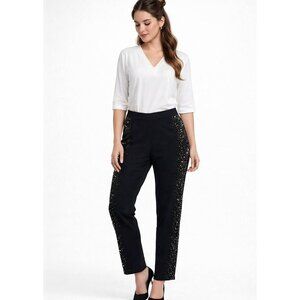 St John Swarovski Embellished Black Knit Pants Quiet Luxury Evening 10